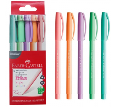 Caneta-Esferografica-Faber-Castell-Trilux-Style-Colors-C/5-Cores