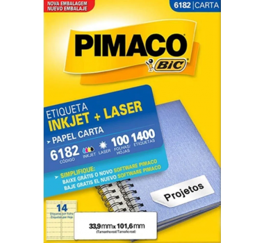 Etiqueta-Pimaco-Carta-6182-C/100-Fls-14-Etiquetas-P/-Folha