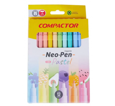 Caneta-Hidro.-Compactor-Neo-Pen-Gigante-Pastel-C/12-Cores