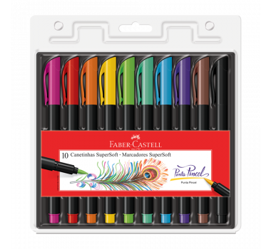 Caneta-Faber-Castell-Brush-Supersoft-C/10-Cores