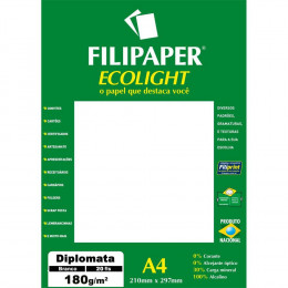 Papel Diplomata A4 Ecolight Branco 180g 20Fls - Filiperson