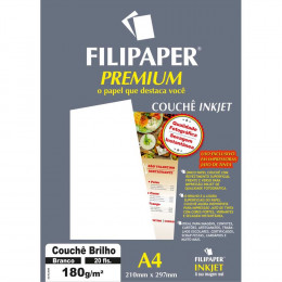 Papel Couche A4 Premium Branco 180g 20 Folhas - Filiperson