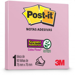 Bloco Adesivo Post-it 76x76mm Rosa Milenio 90 Folhas - 3M