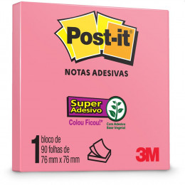 Bloco Adesivo Post-it 76x76mm Pink 90 Folhas - 3M