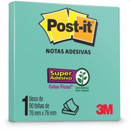 Bloco Adesivo Post-it 76x76mm Azul Aquarela 90 Folhas - 3M 