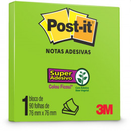 Bloco Adesivo Post-it 76x76mm Verde Limeade 90 Folhas - 3M