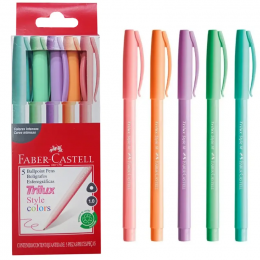 Caneta Esferográfica Faber-Castell Trilux Style Colors C/5 Cores