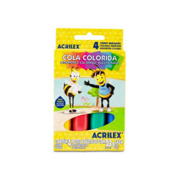 Cola Colorida Acrilex 4 Cores 23grs