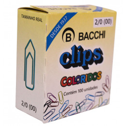 Clips Bacchi Colorido 2/0 (00) Caixa C/100 unidades