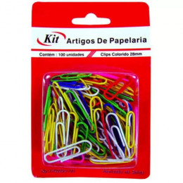 Clips Colorido 28mm C/100 Kit