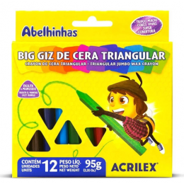 Giz De Cera Acrilex Big Triangular 12 Cores