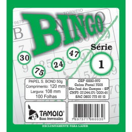 Bloco Bingo Tamoio Verde 100Fls