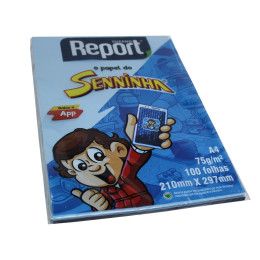 Papel Sulfite 75g A4 100 Folhas Colorido Azul Report Senninha