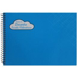 Caderno Cartografia Azul Milimetrado 60 Folhas
