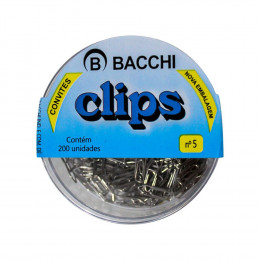 Clips Bacchi Prata Niquelado N.5 C/200 Unidades (Cx Plástica)
