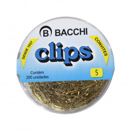 Clips Bacchi Dourado N.5 C/200 Unidades (Cx Plástica)