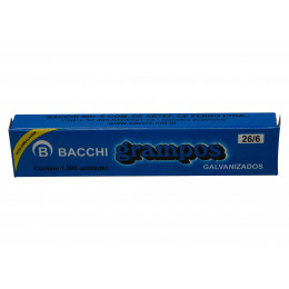 Grampo Bacchi 26/6 Galvanizado C/1000 Unidades