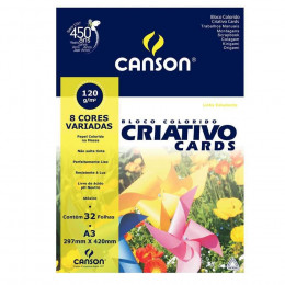 Papel Criativo Cards Canson A3 120Grs 8 Cores 32 Folhas